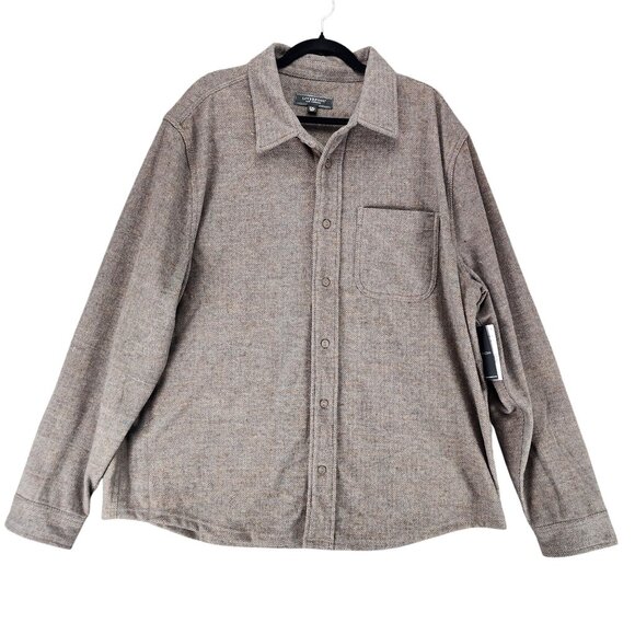 Liverpool Jacket Mens XXL Taupe Brown Flannel Button Down Shacket *NWT* - Picture 1 of 11